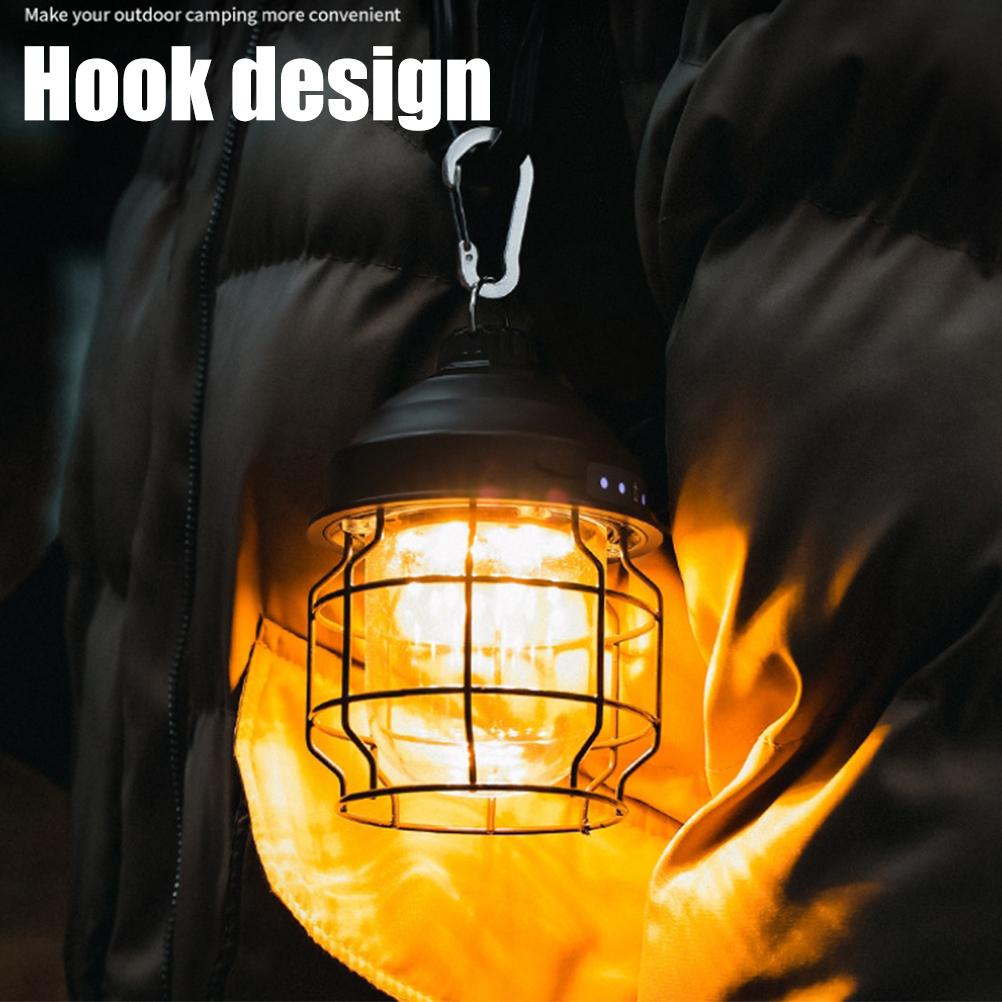 Outdoor Hanging Camping Lanterns Rechargeable Tent Light Vintage Lantern Portable Lamp for Yard Patio Garden Party