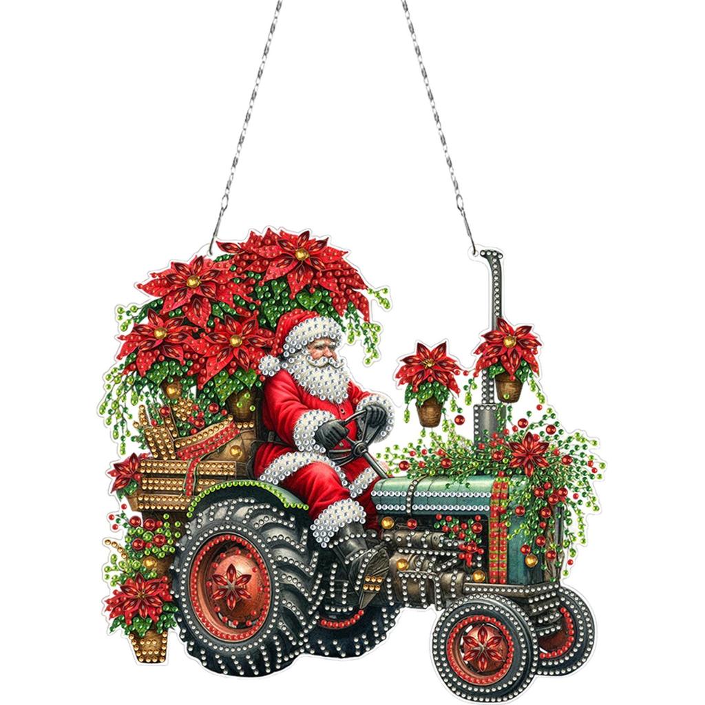 2D Flache Weihnachten DIY Hängende Diamantmalerei Kits Einseitiger Bohrer Diamantmalerei Acryl Anhänger DIY Heimdeko Hängender Charme