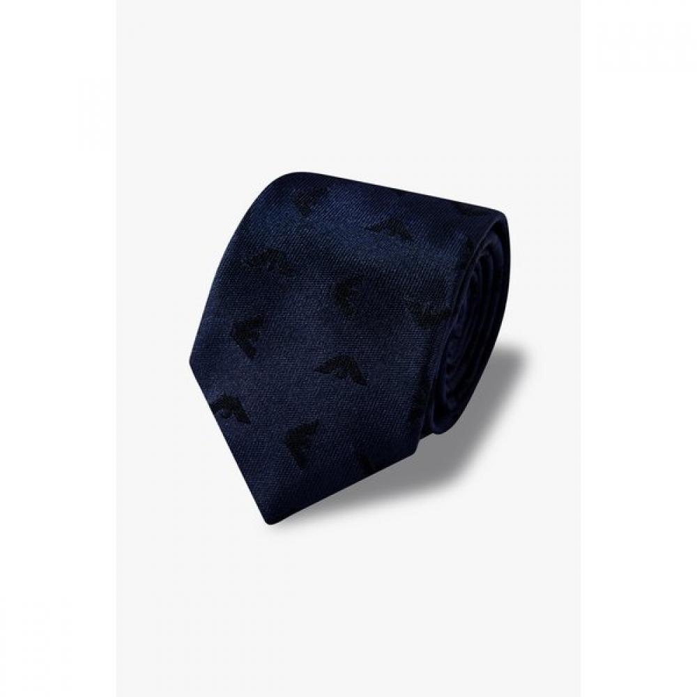 Emporio Armani Junior Eagle Pattern Silk Tie 0455147001 Blue/L