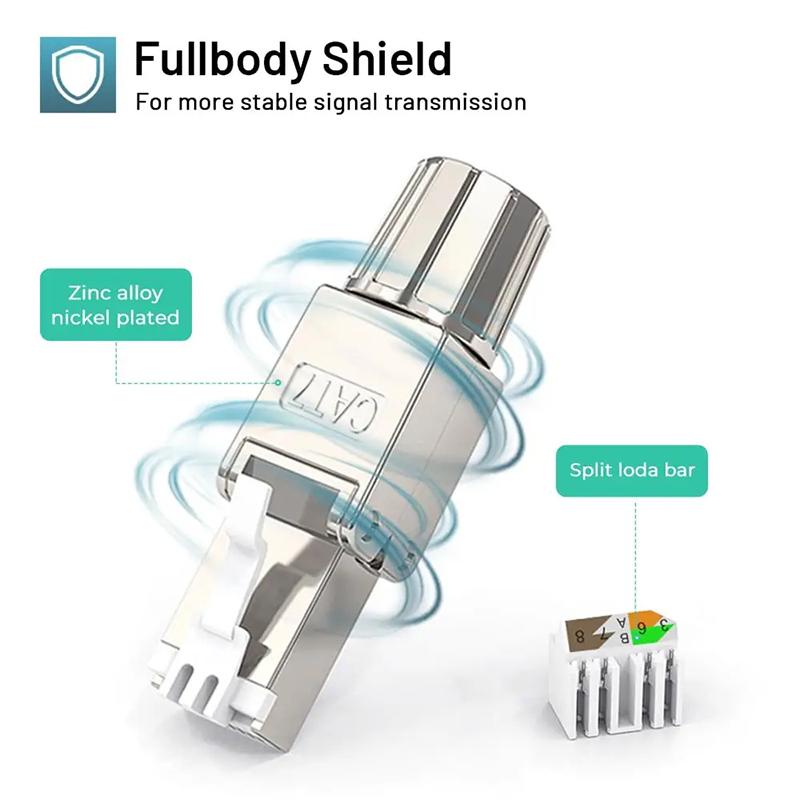 1Pc Rj45 Cat7 Connectors Tool-Free Reusable Shielded Ethernet Termination Field Modular Plugs 2000Mhz 40Gbps Lan Cable 22-26Awg