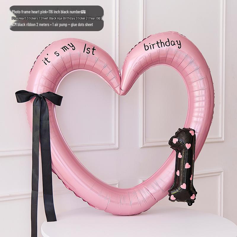 Pink Heart Photo Frame Balloon for Children's Party Decoration