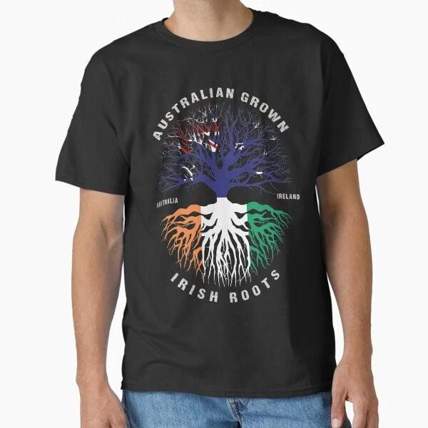 Australian Grown Irish Roots Ireland Flag Cla T shirt Made in US/AUS Size S-2XL L