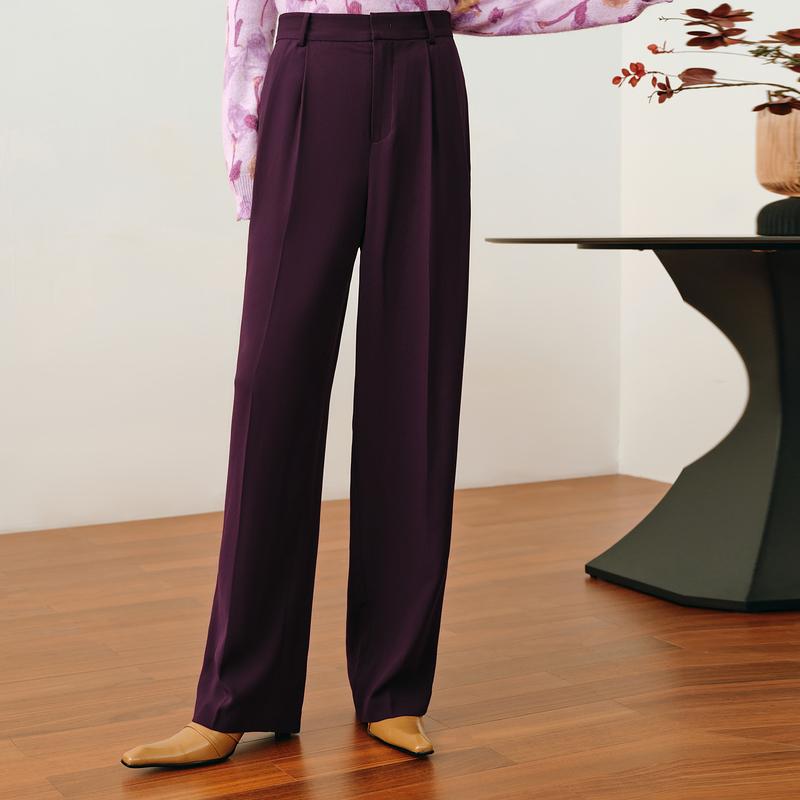 Jiuzi Anna Kou Commuting OL Style Aging Free Straight Leg Pants Acetate Long Casual Western Pants Women's Autumn New Style
