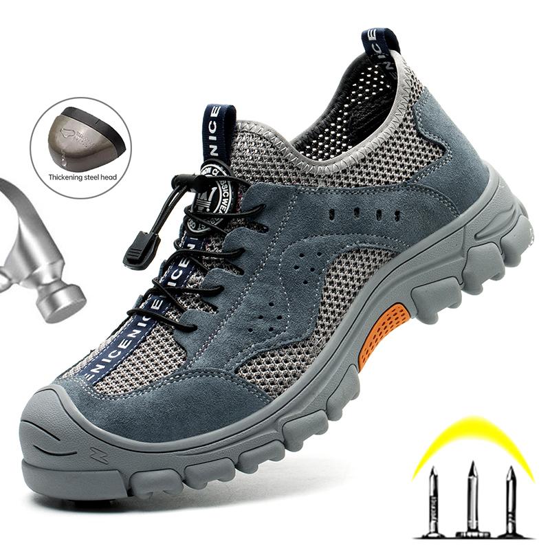 Work Shoes Boots Men Women Steel Toe Safety Boots Breathable Mesh Work Sneakers Anti-Smash Safety Shoes Man Construction Shoes