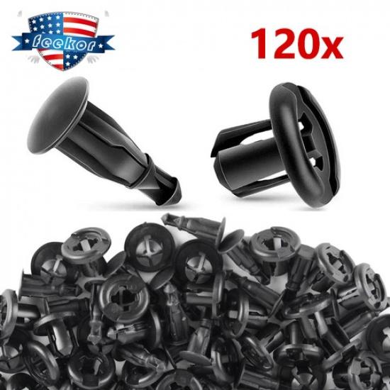 120 Pcs Bumper Clips 10mm Hood Fender Push Rivets Retainer Fasteners for Honda