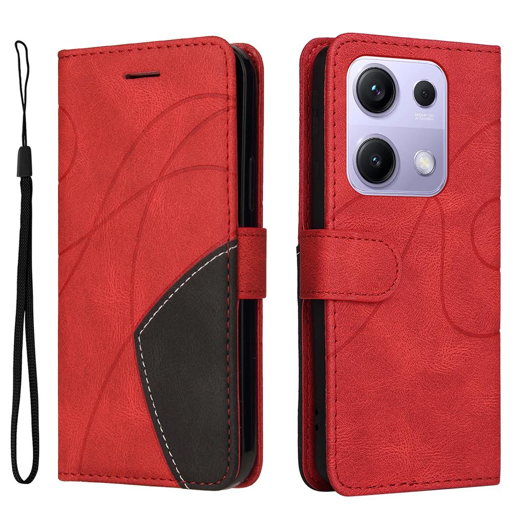 For Xiaomi Poco M6 Pro 4G/Xiaomi Redmi Note 13 Pro 4G/Xiaomi Redmi Note 14S 4G Leather Phone Case Stand Wallet with Bi-colour Splicing Design