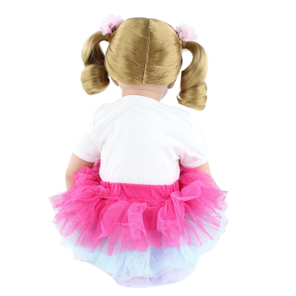 BZDOLL 60cm Silicone Reborn Baby Doll Toy For Girl 24 Inch Long Hair Princess Toddler With Bear Dress Up Play House Bebe Birthday Gift