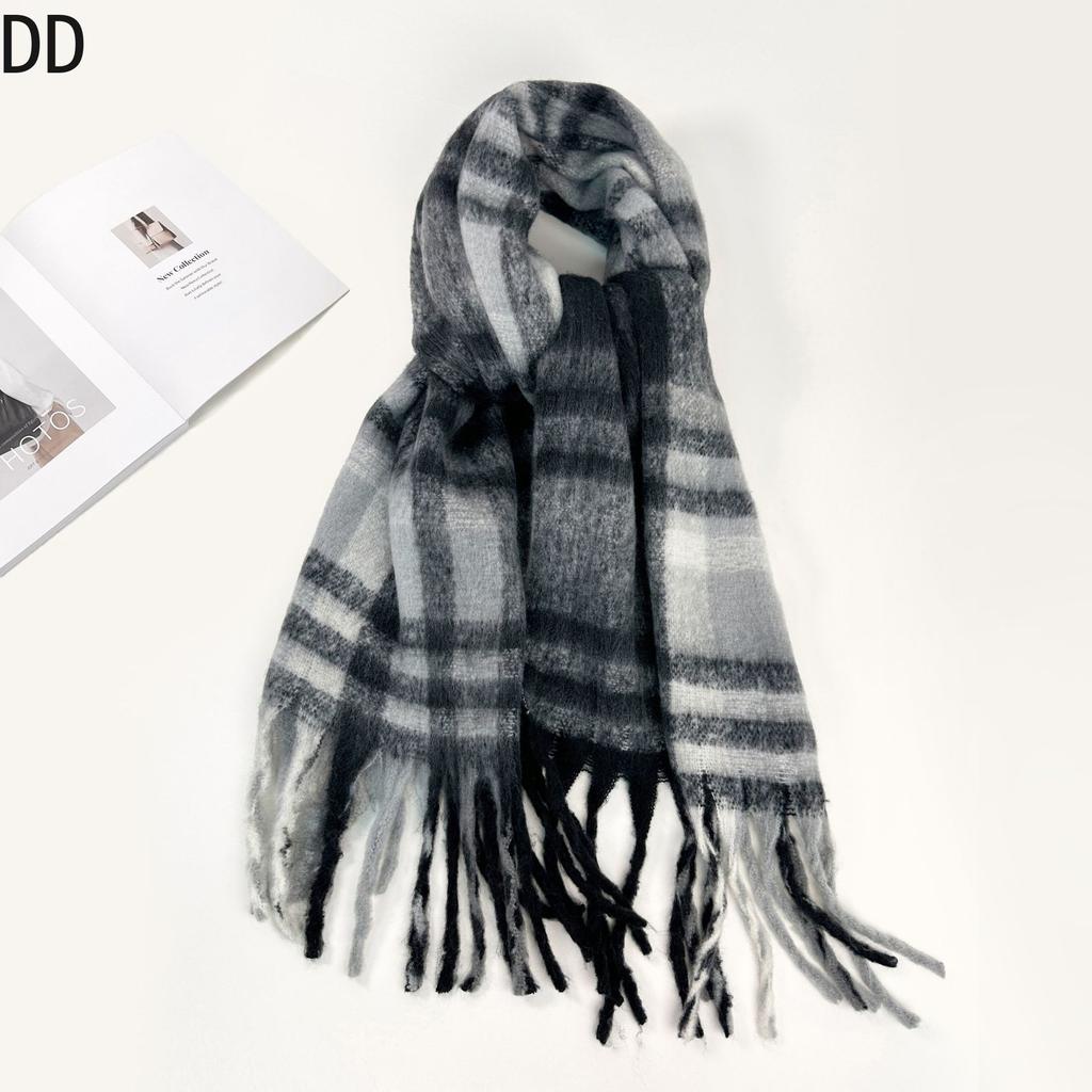 Chic Women Scarf Autumn Winter Mohair Versatile Luxury Green European Shawl Female Soft Warm Thermal Muffler Ladies Y2K Style