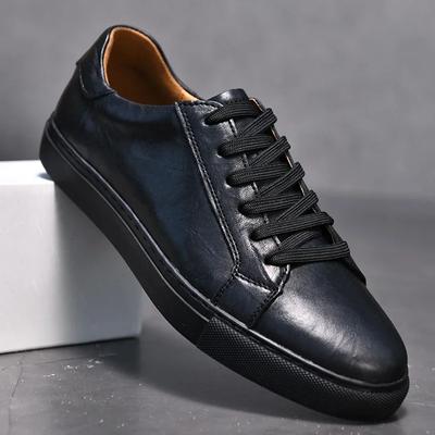Genuine Leather Casual Men Shoes Lace Up Oxfords Brand White Shoes Fashion Men Sneakers 2025 New Arrival Black Men Shoes