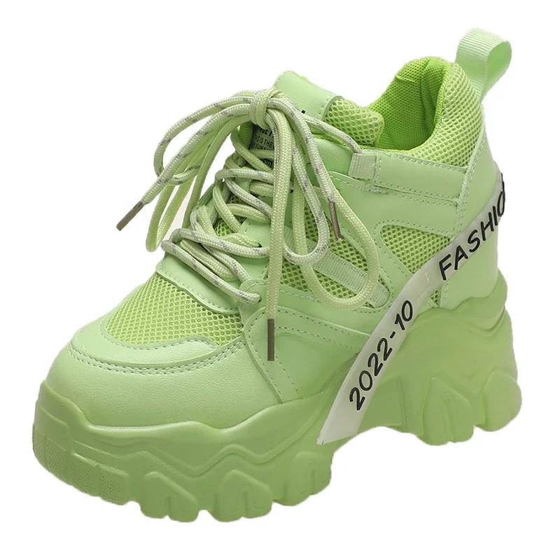 Fashion Thickened breathable mesh women's casual shoes wedge heel thick-soled shoes sports shoes 2024 spring and autumn fashion