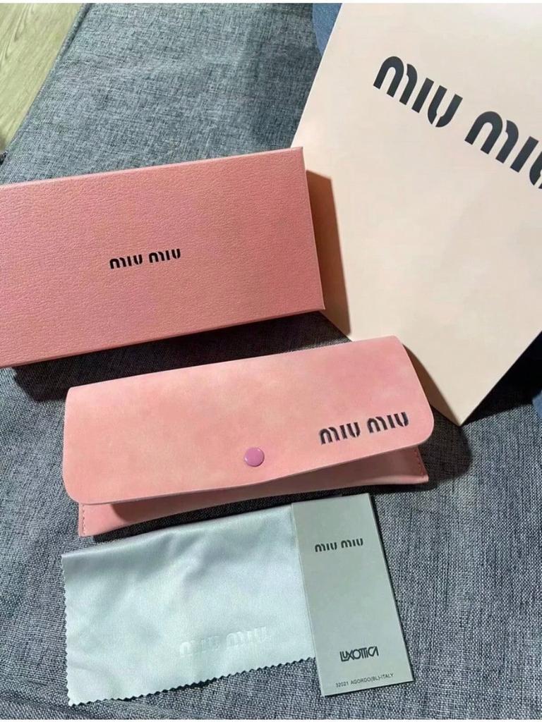 MIU MIU Pink Leather Eyeglasses Case Set