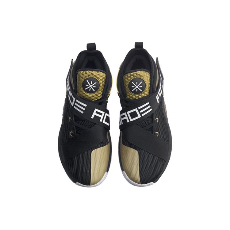 Li Ning All City 7 Wade Collection Protiskluzové Lehké Středně vysoké Basketbalové boty Pánské Černozlaté ABAP105-1