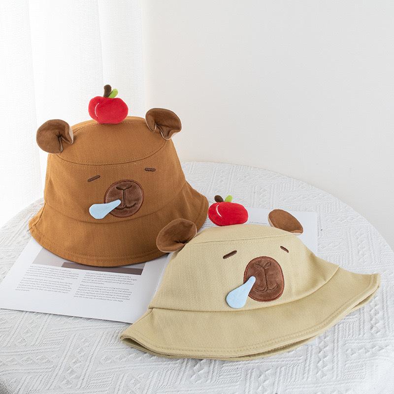 Cute Capybara Fisherman Hat Children Spring New Water Dolphin Basin Hat Students Sun Hat Three-dimensional Bucket Hat