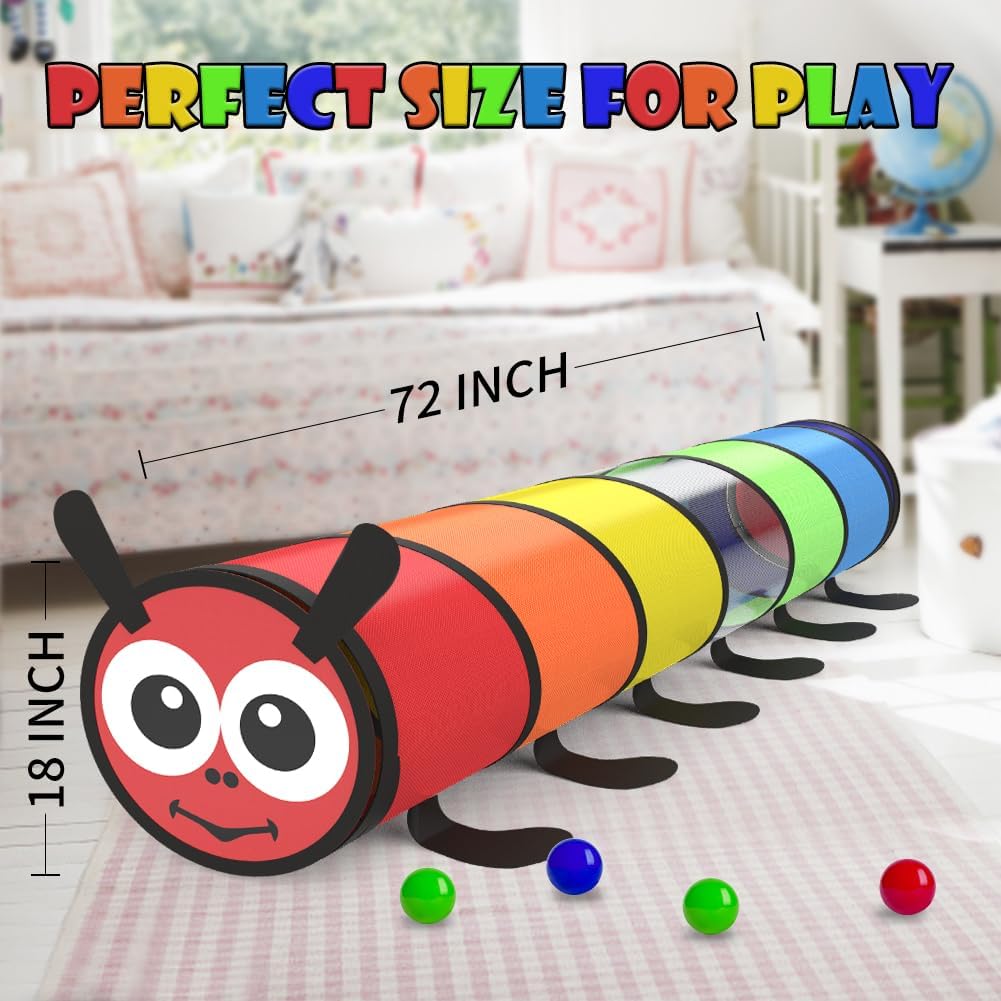 Kids Play Tunnel for Toddlers 1-3 Colorful Pop Up Baby Tunnel for Kids to Crawl Through 6 Foot with Breathable Mesh Collapsible Toddler Toys Gift for
