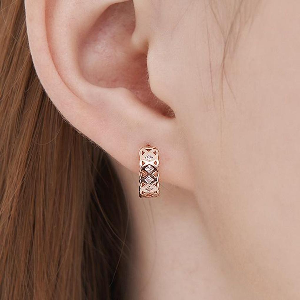 14K GF Ballroom Carved Stone One-Touch Ring Earrings C24EGF197