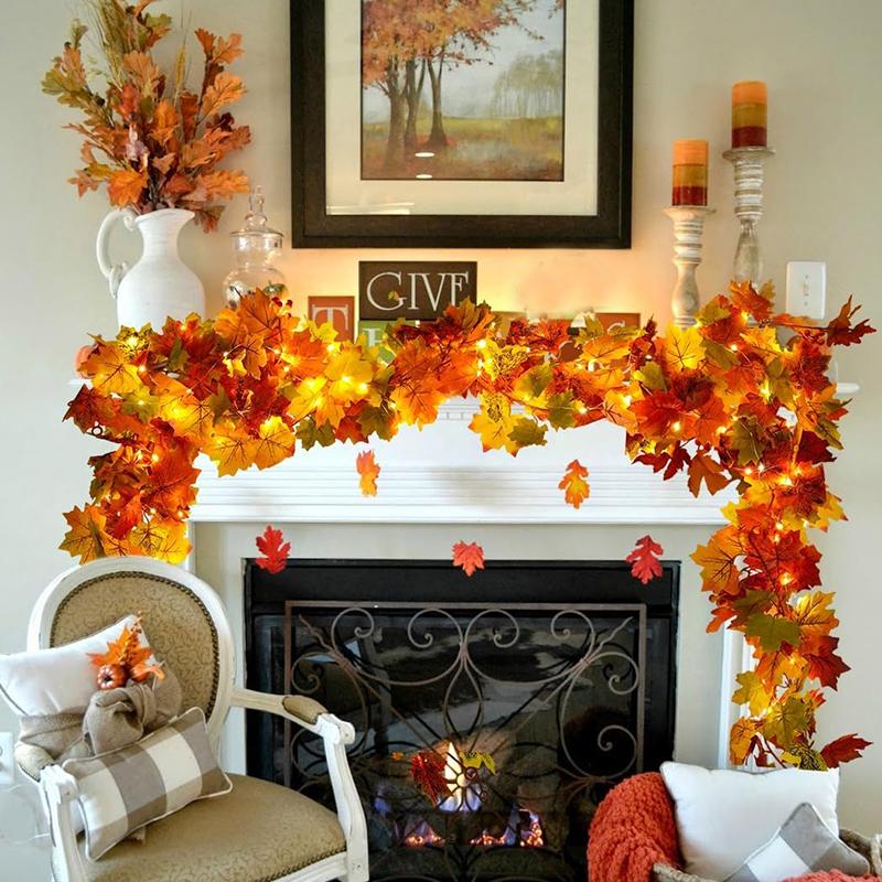 200CM Herbst Künstlicher Ahornblattkranz Gefälschte Blattpflanze Ranke Heimdeko Garten Halloween Wand Außen Türen Fenster Dekoration