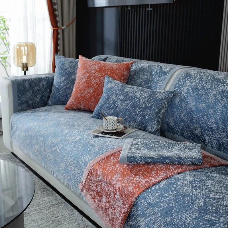 Simple Sofa Cover Four Seasons Universal Non-Slip Living Room Sofa Cover Chenille Jacquard Cushion Backrest Towel Cover Cloth