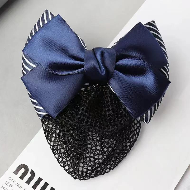 Gold-Edged Bow Hairnet for Professional Female Nurses & Hotel Staff