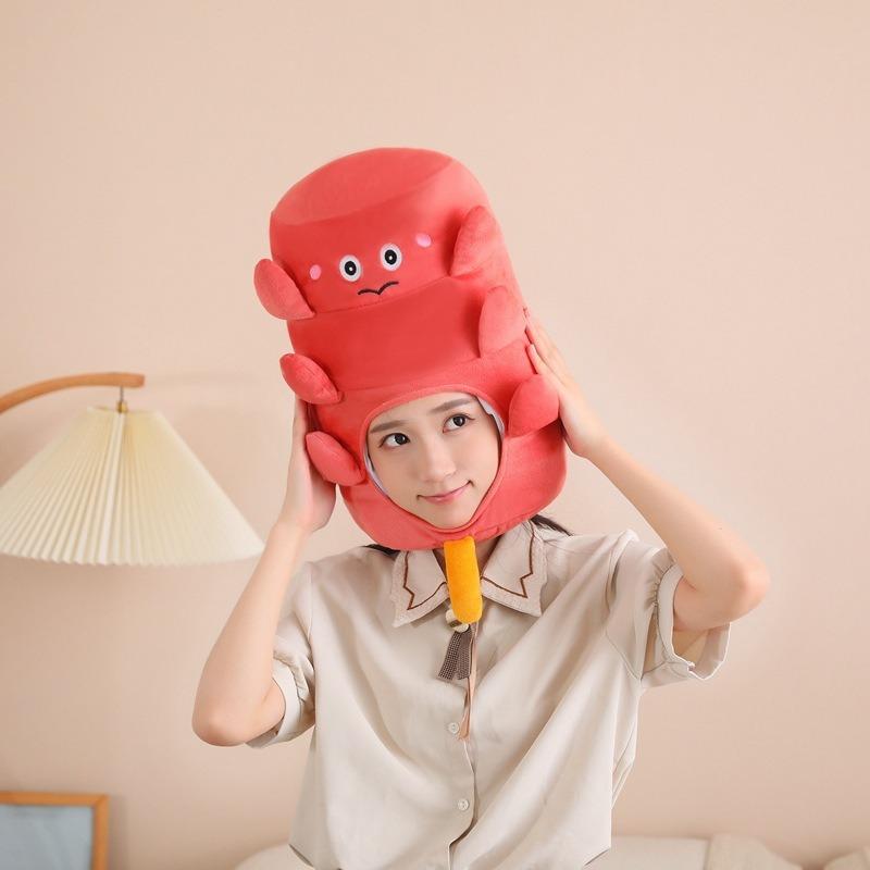 Sausage Hood Hat, Plush Hood, Photo Props, Cartoon Hood, Performance Props