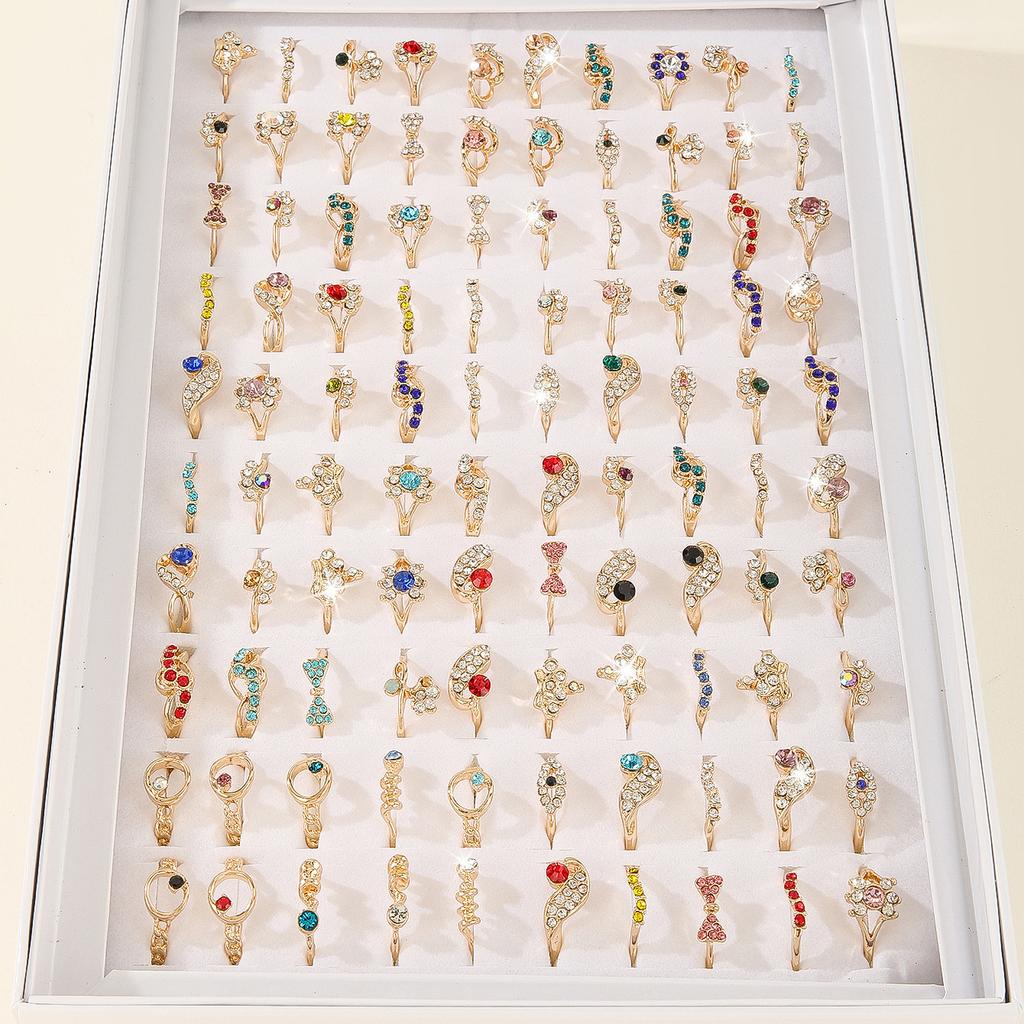 10Pcs Women's retro crystal ring - simple ring for the index finger made of alloy, a piece of jewelry for decoration