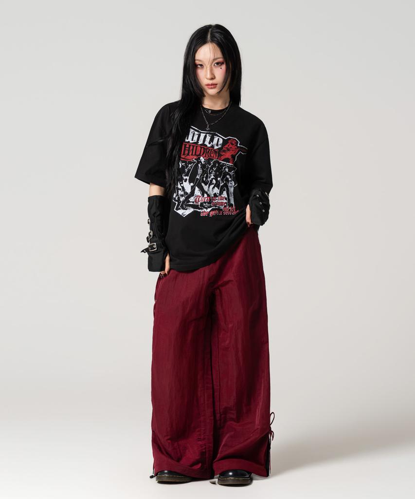 Geuleigaijeukeulleob Pigment Wild Children Oversized Short Sleeve T-Shirt Black