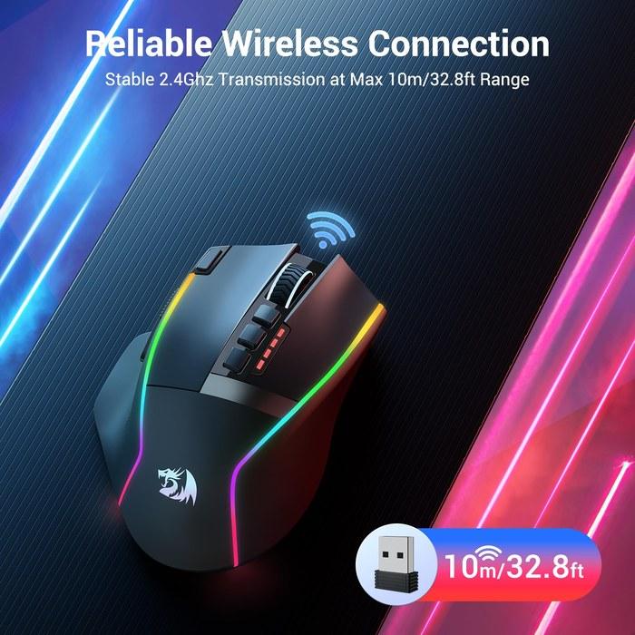 Redragon M915WL Wireless Gaming Mouse, 16000 DPI, Black