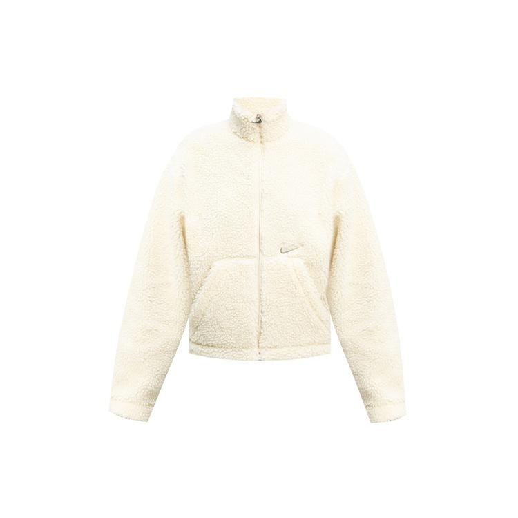 (WMNS) Nike Logo Fleece Stand Collar Stay Warm Short Jacket White Women s CU6639-238 XL