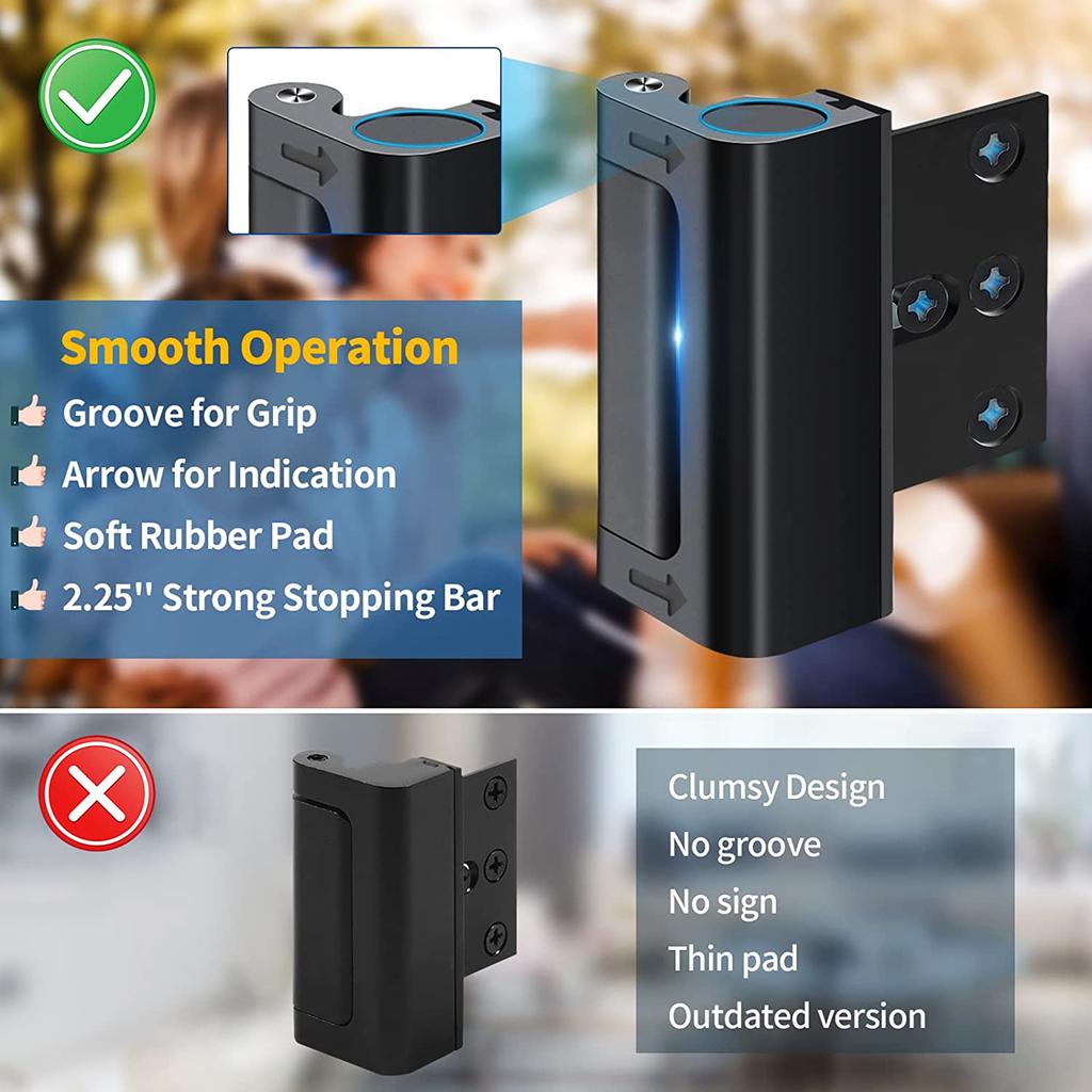 Home Security Door Reinforcement Lock Childproof Safety Door Lock Latch Inside Stopper Add High Security to Prevent