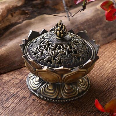 Lotusblume Weihrauchbrenner Buddhismus Buddha Halter Messing Mini Sandelholz Räuchergefäß Weihrauch Metall Handwerk Heimdekoration