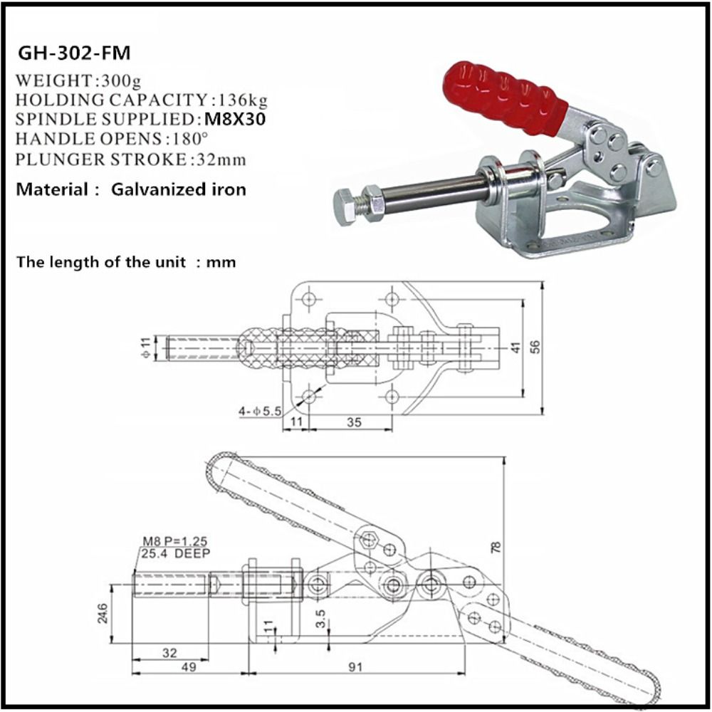 GH-302-FM Push/Pull Toggle Clamp Vertical/Horizontal Type Woodworking Hand Tool  Furniture Making