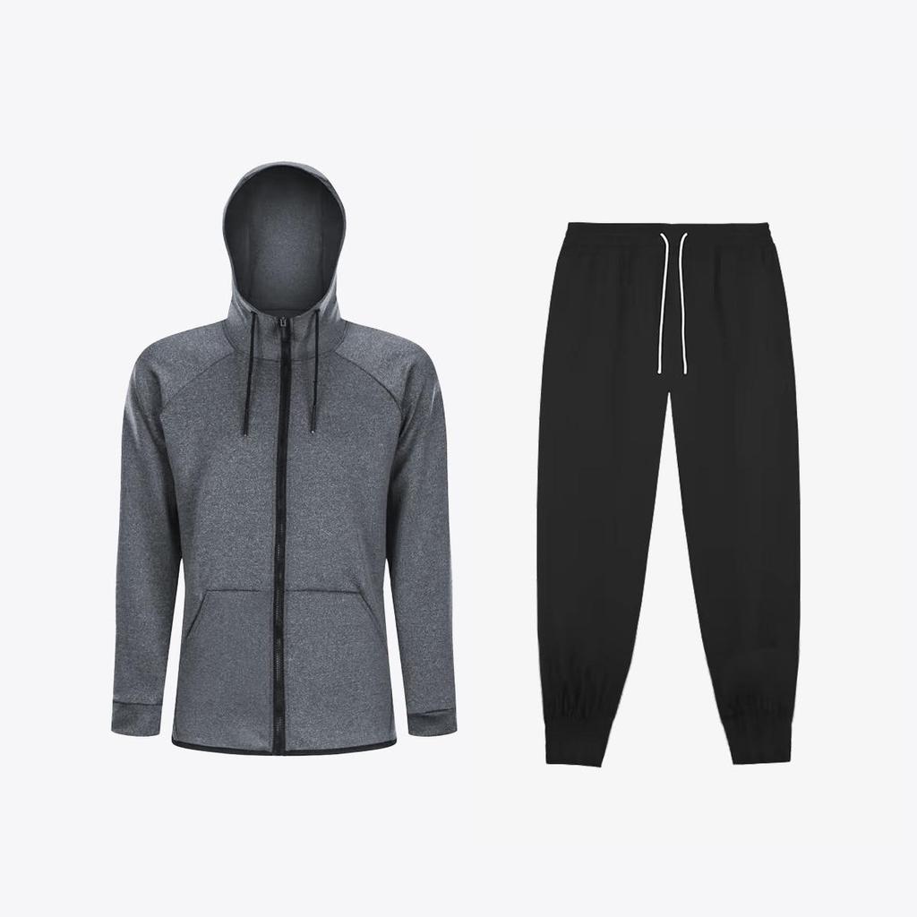 Men's Solid Zipper Hoodie & Long Pants Two-Piece Set (2024)