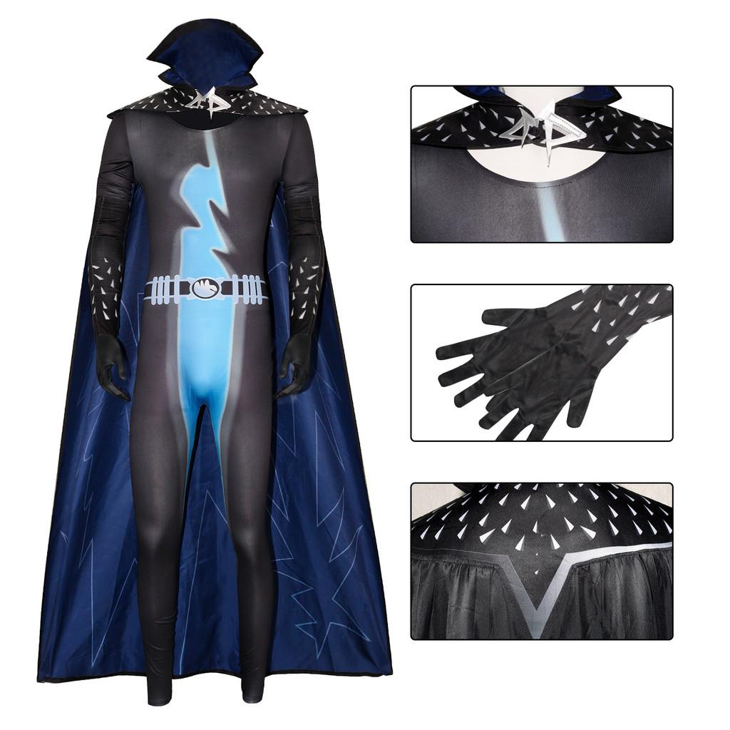 Megamind Cosplay Halloween Jumpsuit Cloak Set Performance Costume For Adult