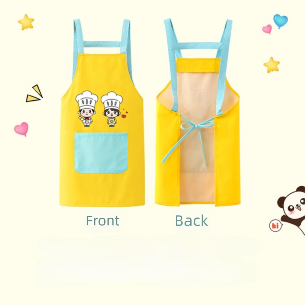 New Cartoon Kids Apron Arm Sleeve Hat Children's Bib Chef Cap Waterproof Chef's Uniform Baking