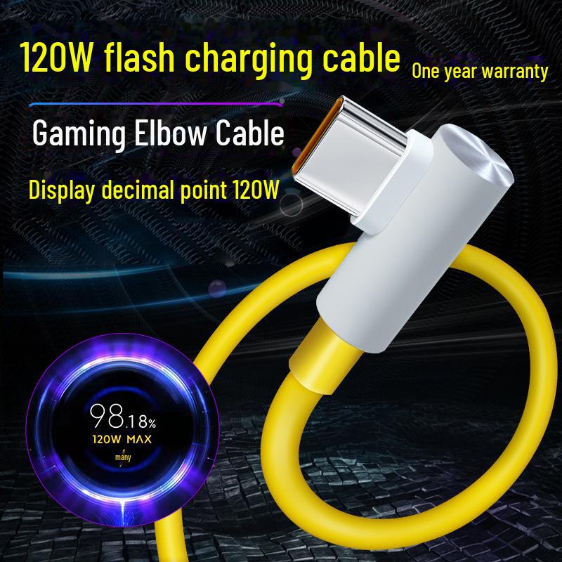Redmi Compatible 120W Elbow Data Charging Cable for K50, K50 Pro, K40, Note 11 Pro