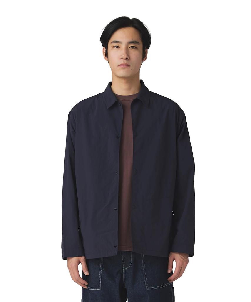Snow Peak Nylon Tussah Utility Storage Shirt Long Size and SH-25AU001, Sleeve, Navy, L, Men's Women's