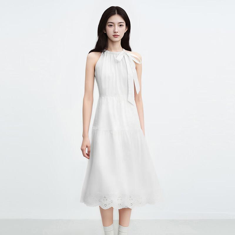 

LEDING Нежное платье-халтер с вышивкой бабочек на бретельках L