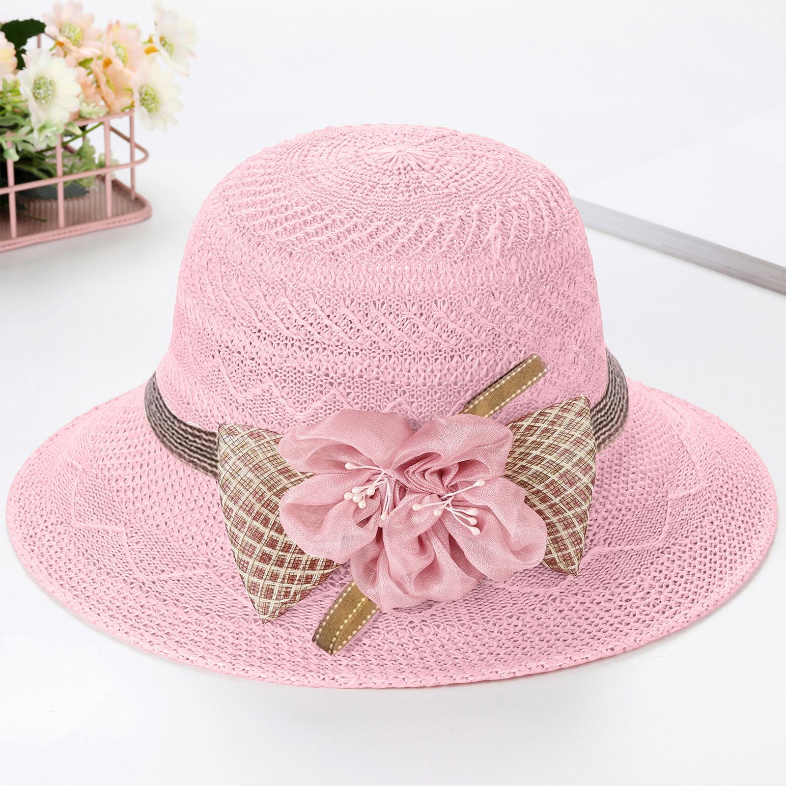 

Women Straw Sun Hat Wide Brim Floppy Hat with Decorative Flower and for Outdoor Beach Travel Use one size