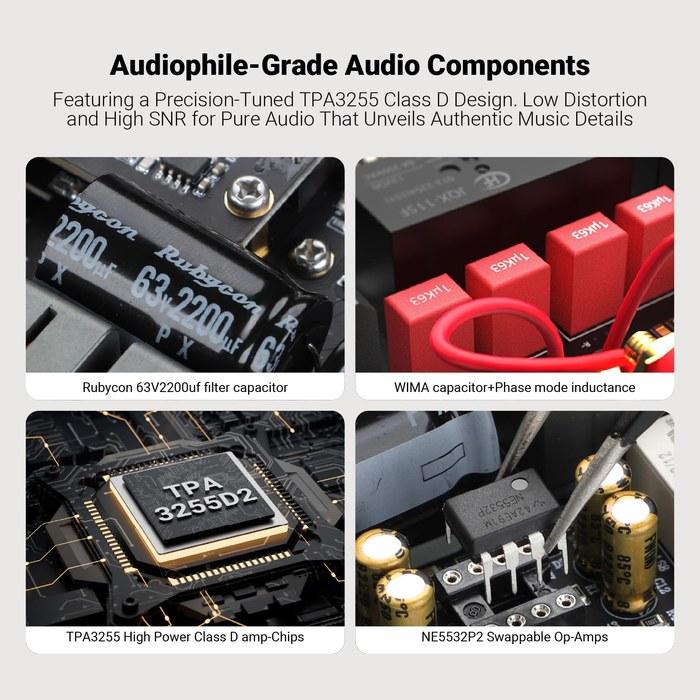 AIYIMA A07 MAX HIFI Power Amplifier, 2-Channel, TPA3255 Class D, 300W x2, 600W Bridged, with Power Adapter