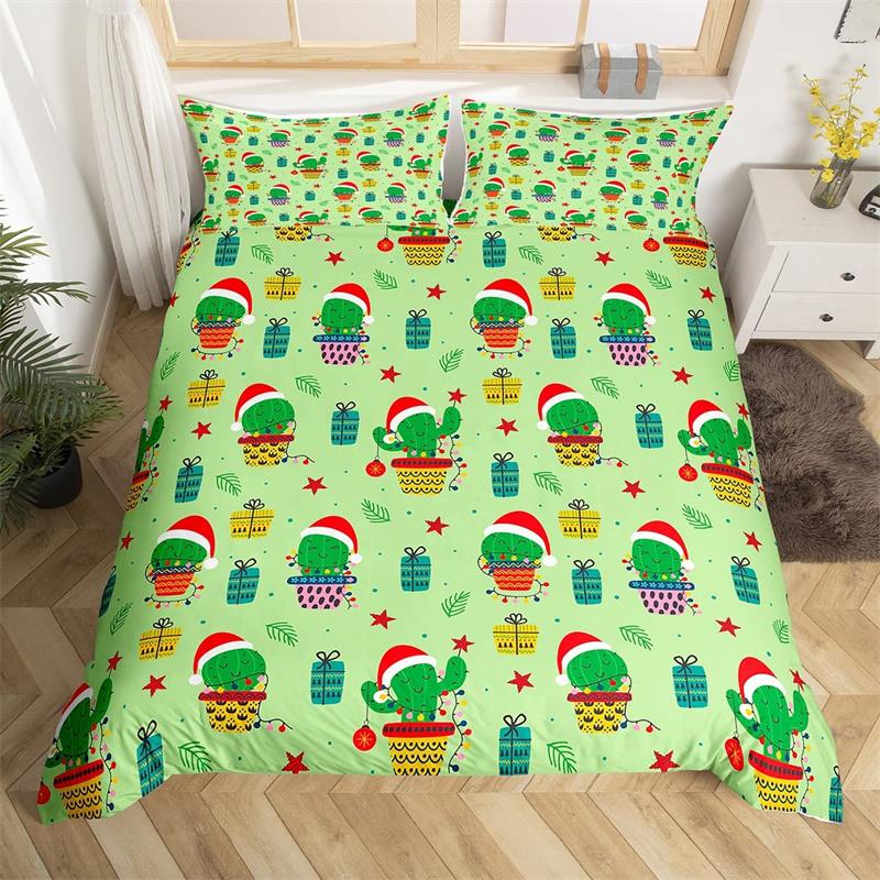 Christmas Duvet Cover Boys Christmas Gingerbread Man Bedding Set Microfiber New Year Quilt Cover Set Xmas Theme Bedspread Cover