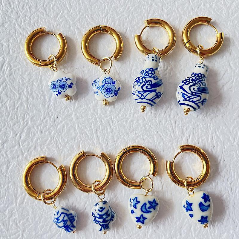 New Chinese Style Ceramic Multi-style Earrings Classic Fashion Party Accessories Designed for Women Exquisite Earrings