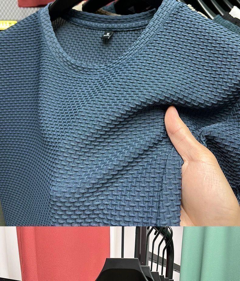 Men's Slim Fit Bamboo Ice Silk T-Shirt - Short Sleeve, Stretch, Cool & Comfortable Summer Top