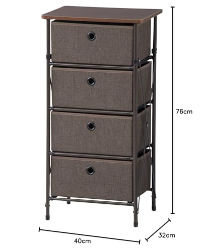 AZUMAYA Easy-Assembly Chest, Brown, 4 Drawers, LFS-702BR