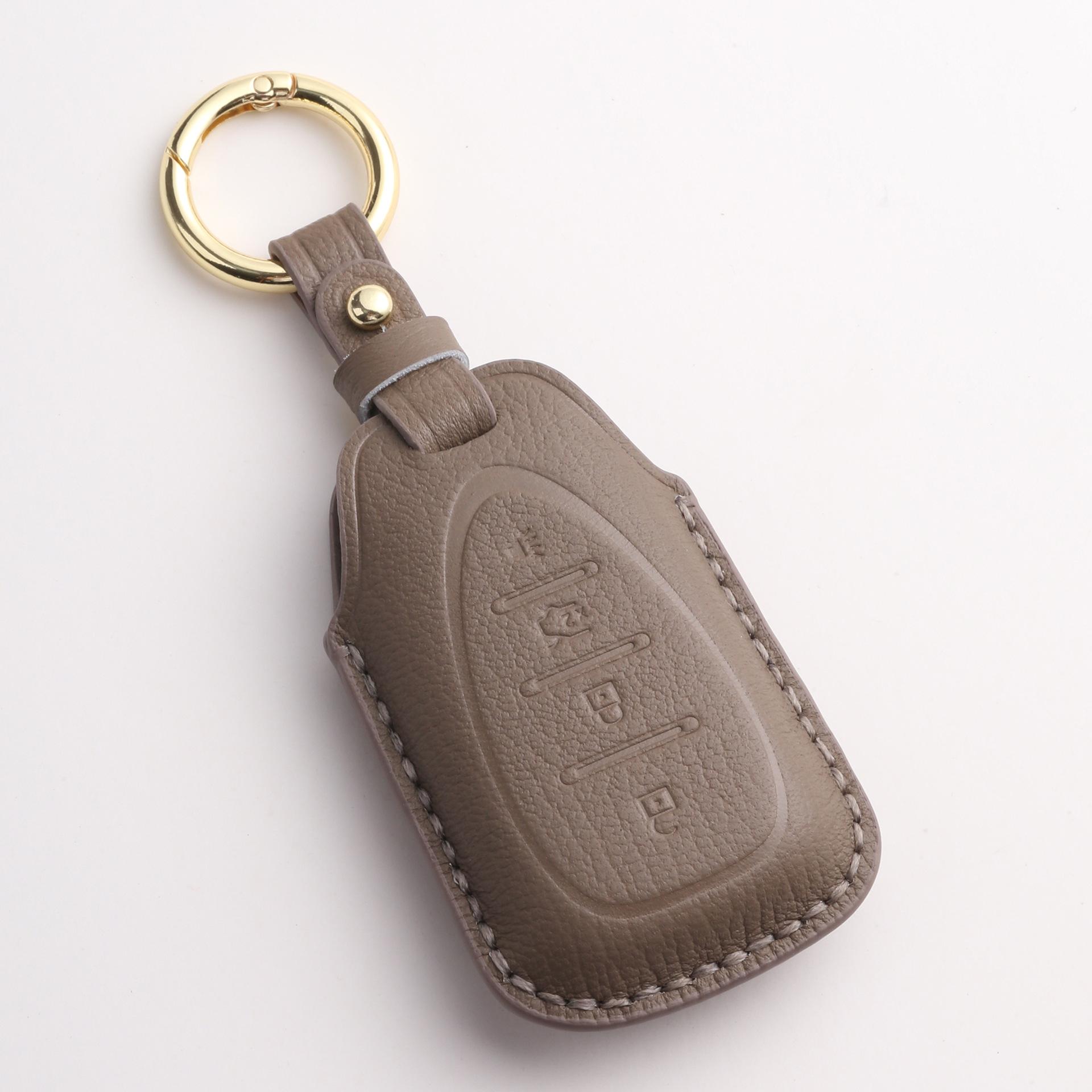 

Customized for Chevrolet car key cover, hand-stitched real cowhide, high-end key bag, shell buckle коричневий