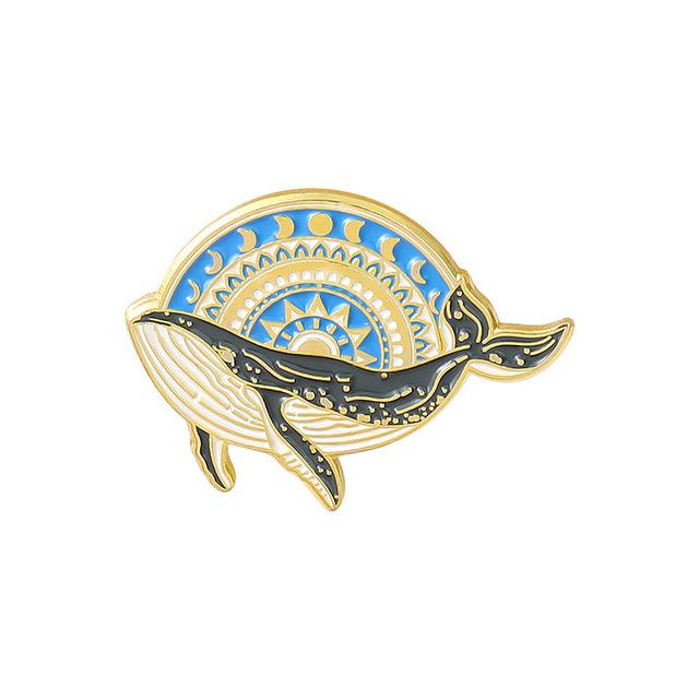 Ocean Sailing Adventure Brooch Cartoon Animal Whale Brooch Whale Space Travel Brooch Creative Backpack Badge Enamel Pins