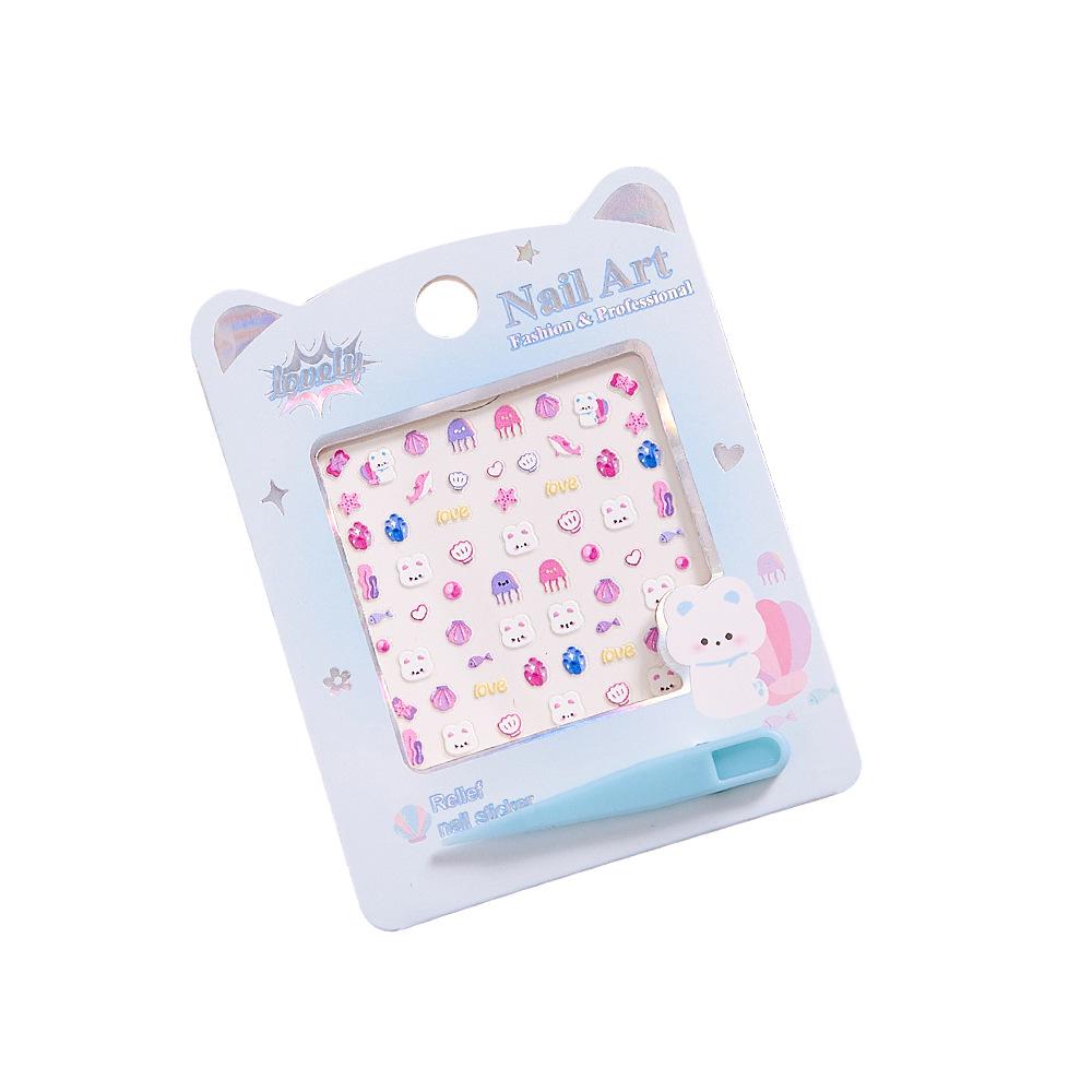 Creative 5D Embossed Nail Stickers for Kids - 3D Cartoon Cute Self-Adhesive Art Decals, Great Small Gifts for Girls