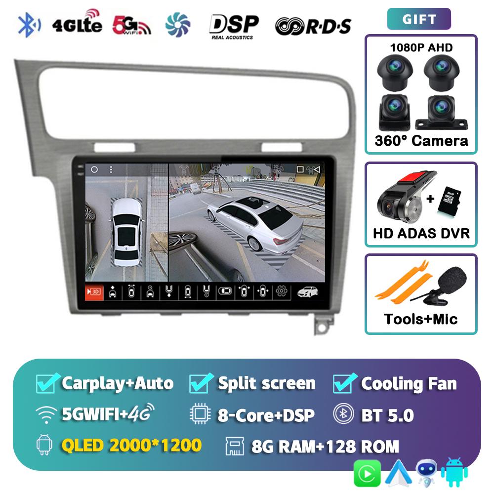 Android 14 Carplay Car Radio For Volkswagen VW Golf 7 2013 - 2016 2017 2018 2019 2020 MK7 Multimedia Player Stereo GPS Head Unit