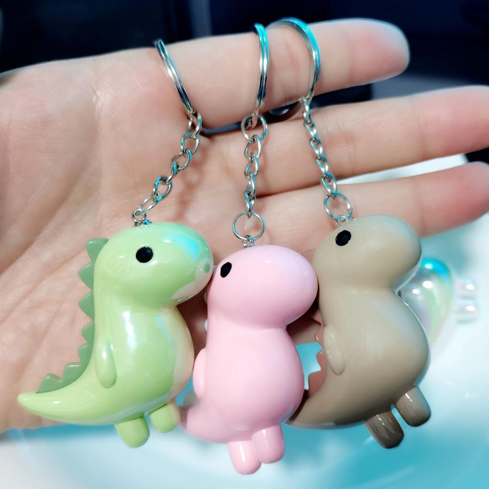 Cute Sweet Smooth and Shiny Cartoon Dinosaur Key Rings for Women Charm Fashion Doll Bag Key Chain Accessories Friendship Gift