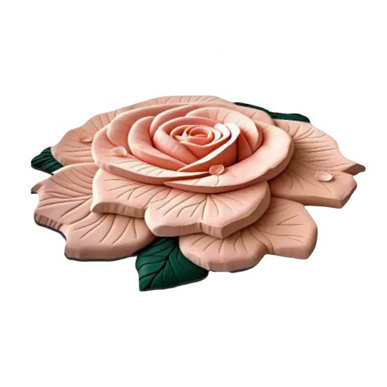 Floral Floor Mat Realistic 3D Visual Effect Flower Carpet Absorbent Floor Rug with Non-Slip