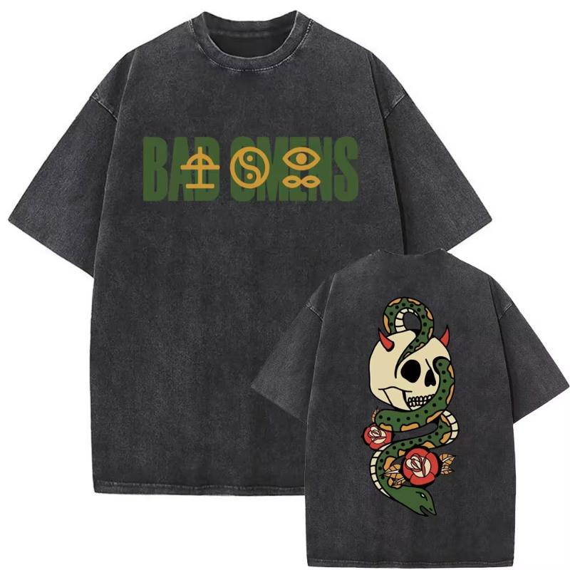 Washed Vintage Tshirt T-shirts Men Women Oversized T Shirt Rock Gothic T-shirt