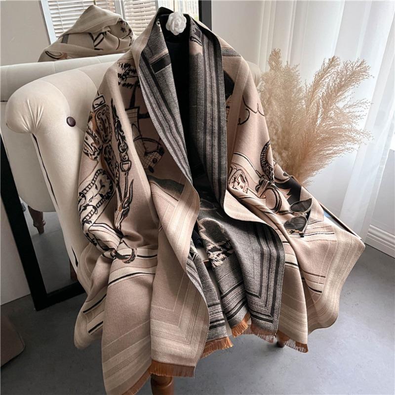 

Versatile long women s air conditioner shawl scarf autumn and winter thickened imitation cashmere scarf women 180x65cm хаки